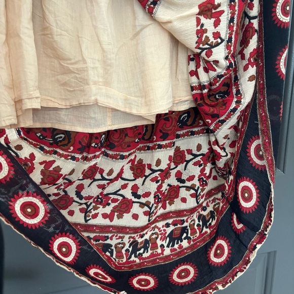 Anthropologie Band of Gypsies Smocked Strapless Bohemian Red Paisley Dress Med - Picture 5 of 5